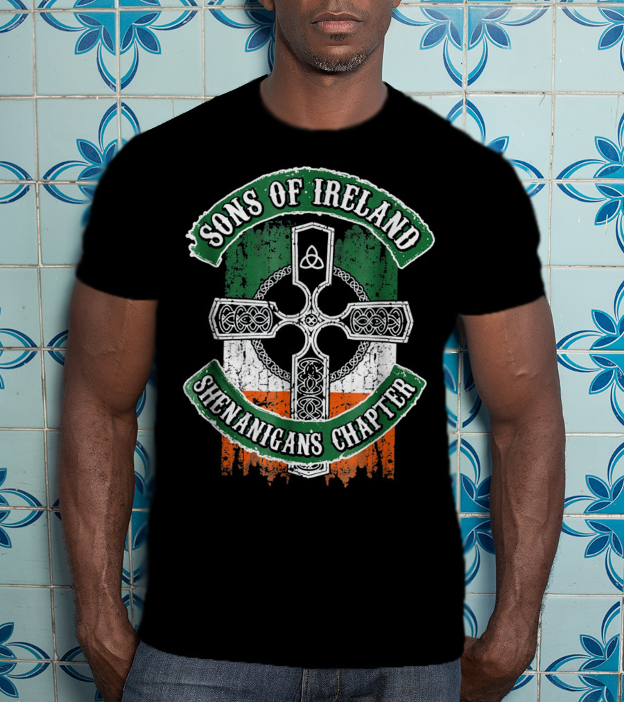 Sons Of Ireland Celtic Cross Flag Shenanigans Chapter T-Shirt
