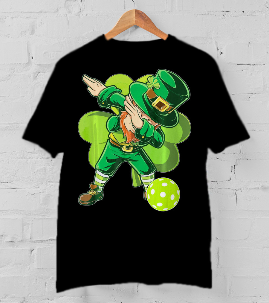 Funny Dabbing Leprechaun Pickleball Sport T-Shirt