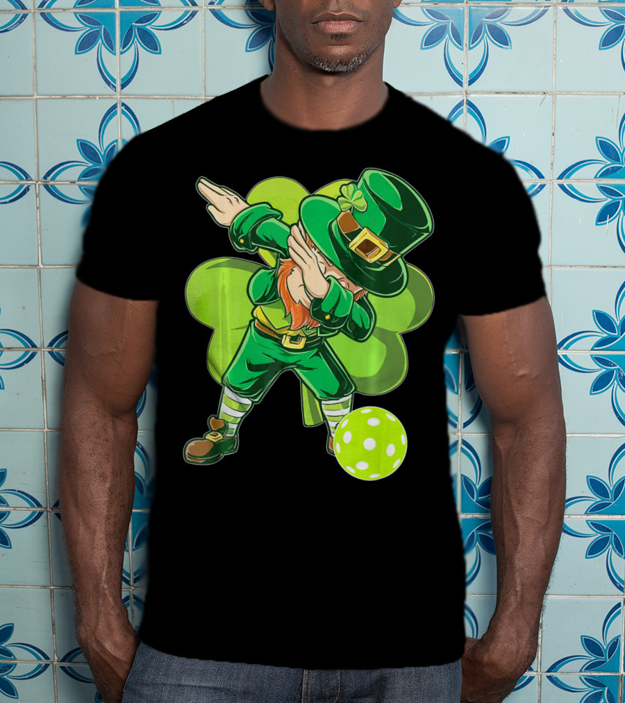 Funny Dabbing Leprechaun Pickleball Sport T-Shirt