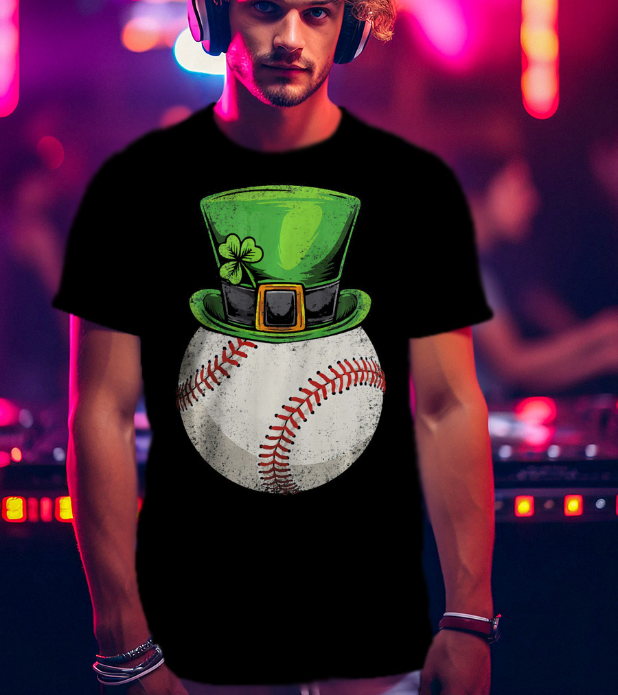 St Patricks Baseball Leprechaun Shamrock Hat T-Shirt