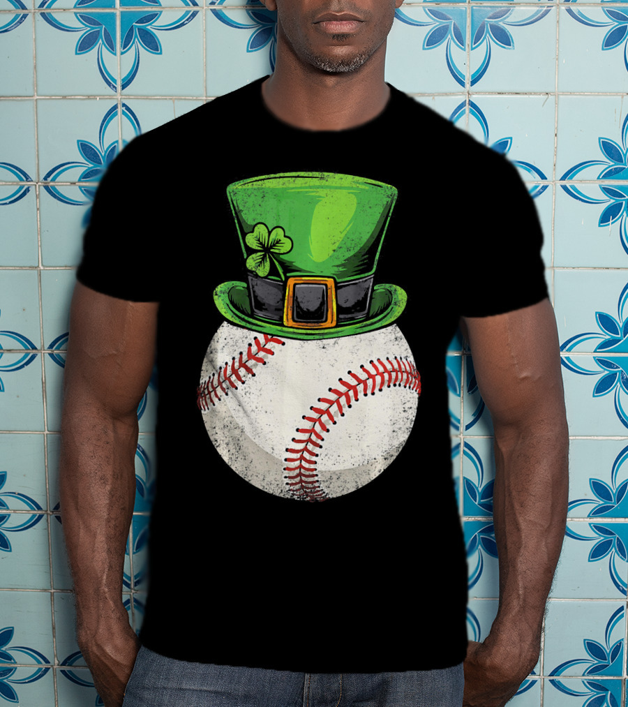St Patricks Baseball Leprechaun Shamrock Hat T-Shirt