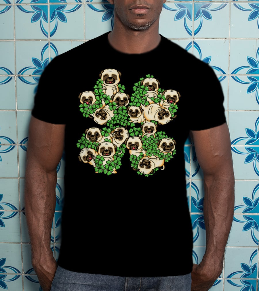 Pug St. Patricks Day Irish Pug Shamrock Clover Pugs T-Shirt