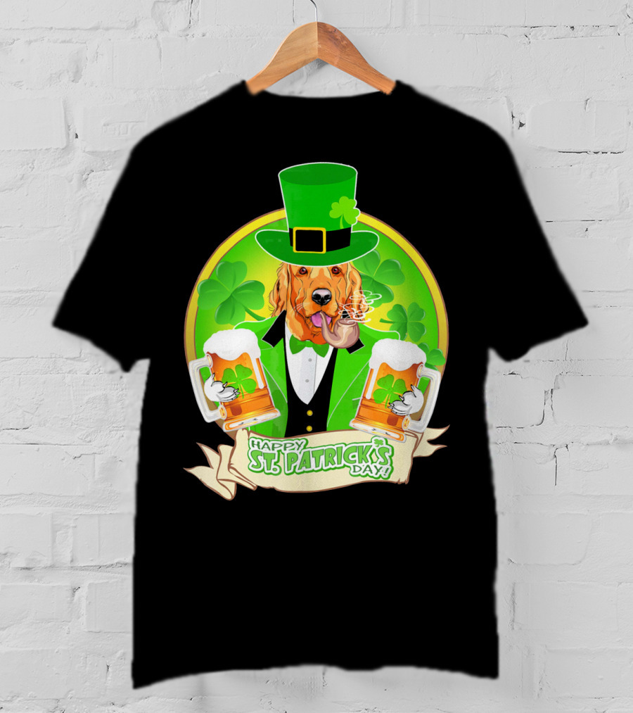 Happy St. Patrick's Day Golden Retriever Beer Fest T-Shirt