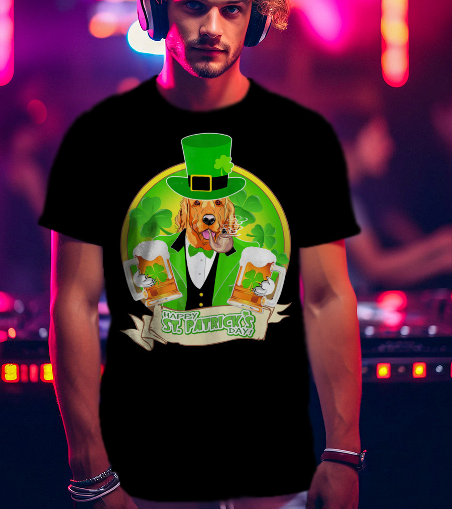 Happy St. Patrick's Day Golden Retriever Beer Fest T-Shirt