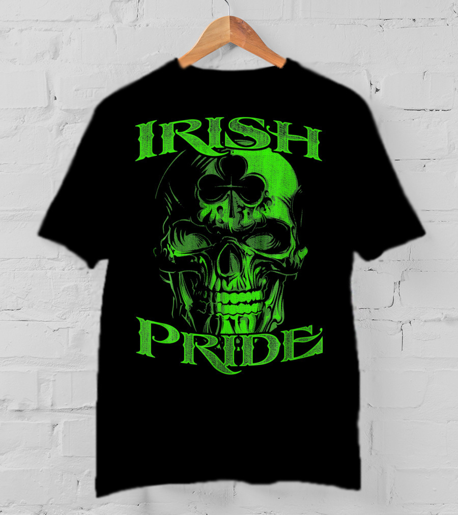 Irish Pride Shamrock Skull T-Shirt