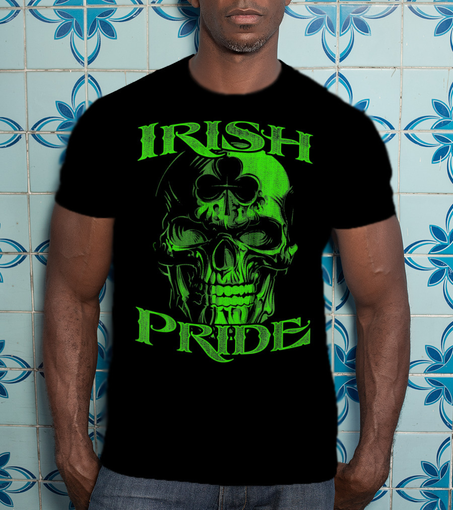Irish Pride Shamrock Skull T-Shirt