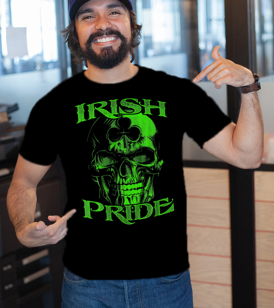 Irish Pride Shamrock Skull T-Shirt