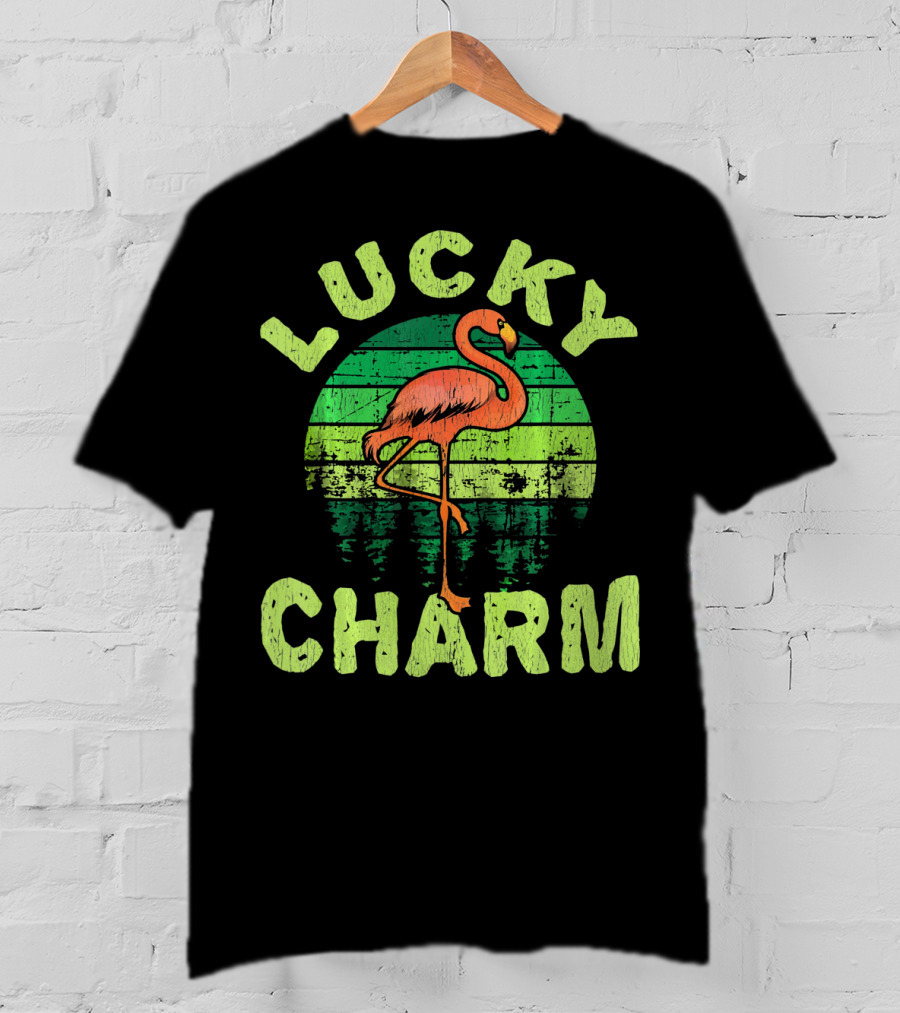 Lucky Charm Flamingo Vintage Bird Lovers T-Shirt