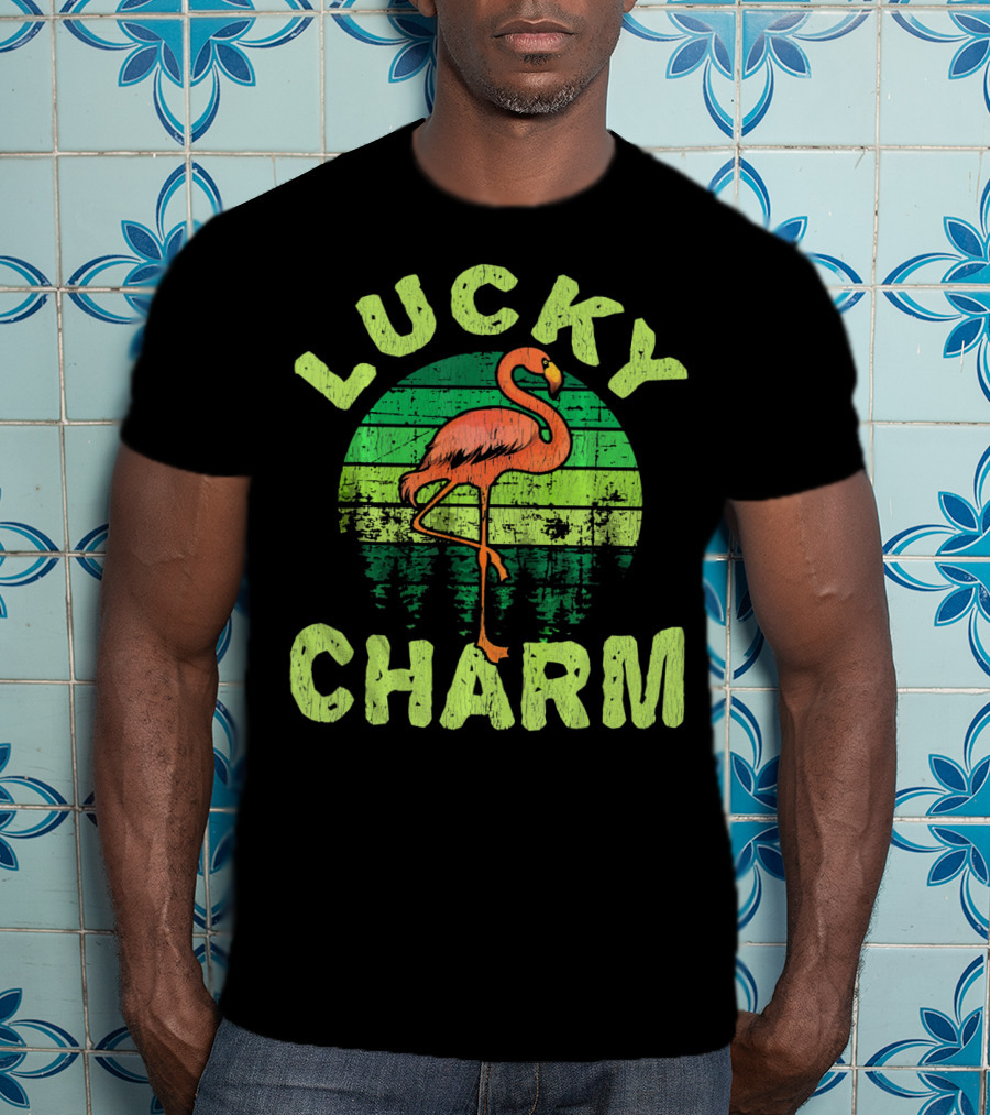 Lucky Charm Flamingo Vintage Bird Lovers T-Shirt