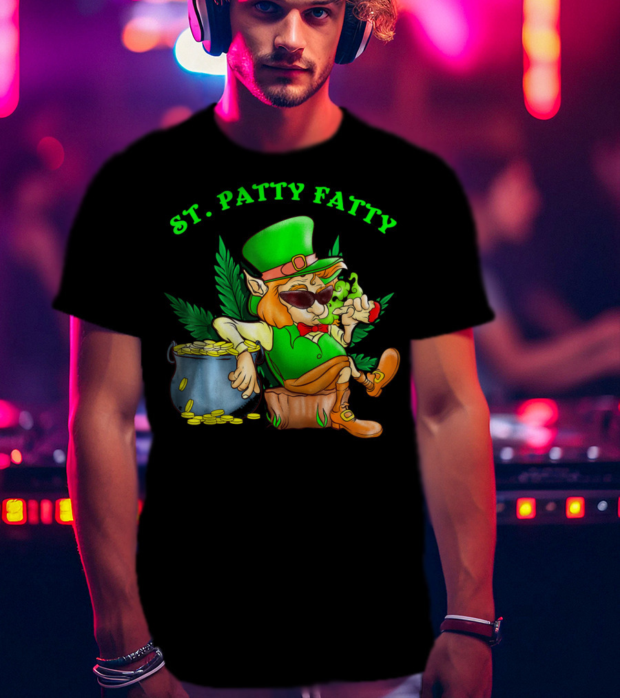 St. Patty Fatty Cool St. Patrick's Weed Smoking Leprechaun T-Shirt
