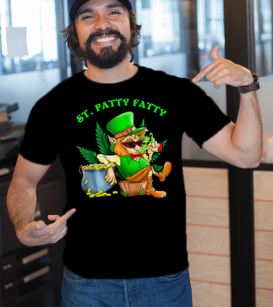 St. Patty Fatty Cool St. Patrick's Weed Smoking Leprechaun T-Shirt