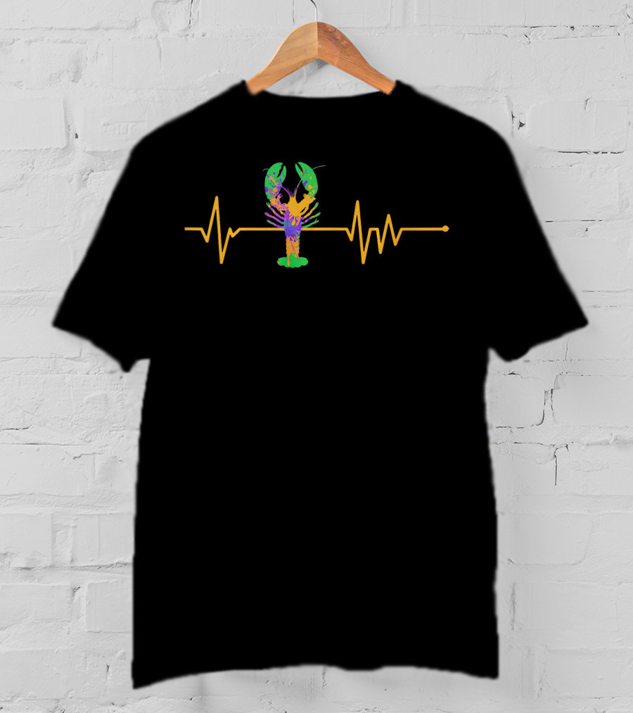 Birthday Mardi Gras Vintage Crawfish Heartbeat T-Shirt