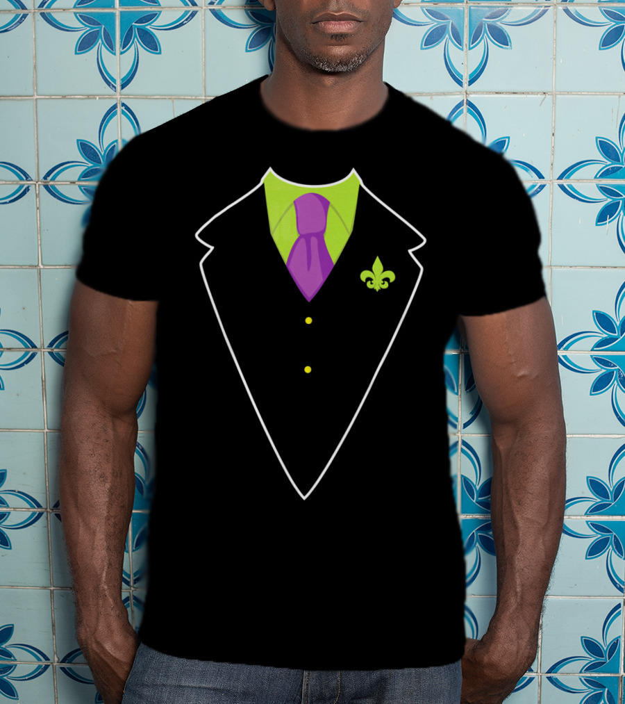 Mardi Gras Fat Tuesday Costume With Fleur-de-Lis Suit T-Shirt