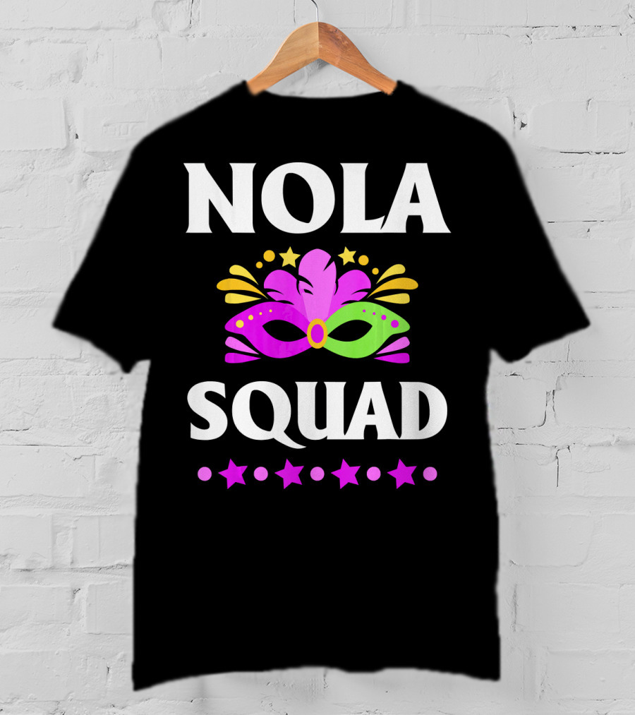 Nola Squad Mardi Gras Mask Stars T-Shirt