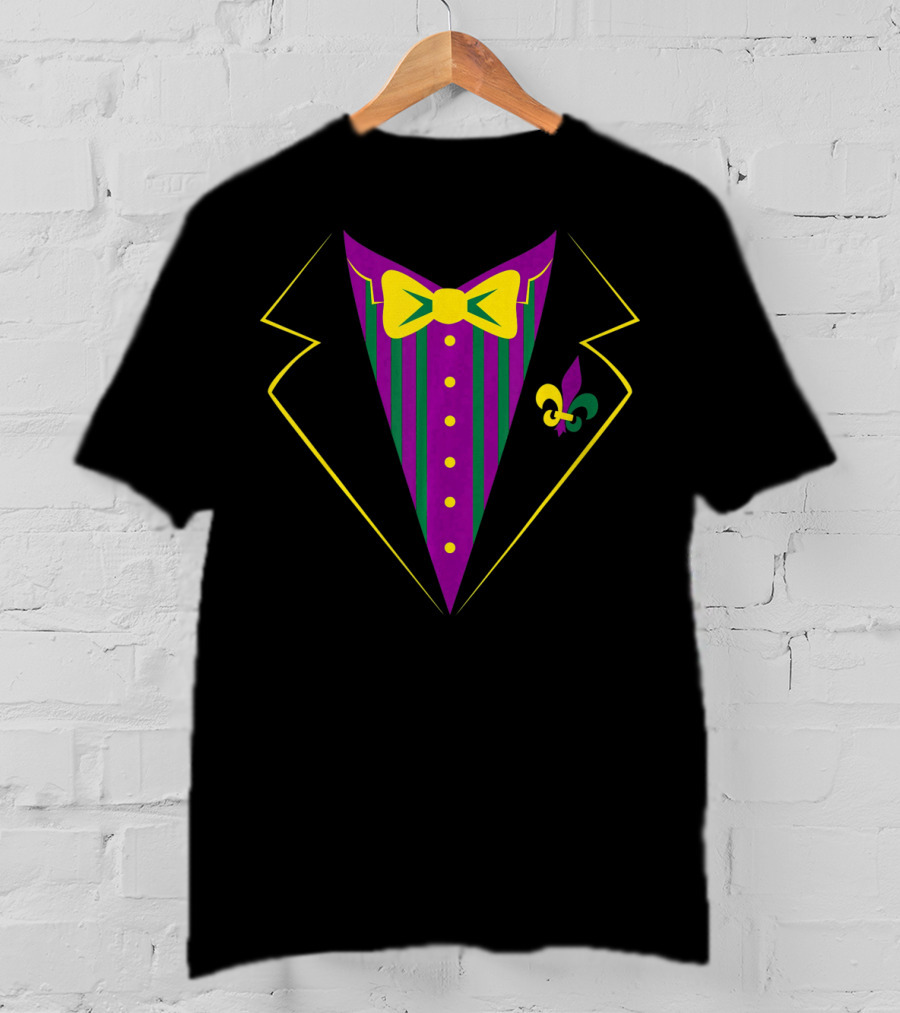Funny Mardi Gras Tuxedo Party Celebration Fleur-de-lis T-Shirt