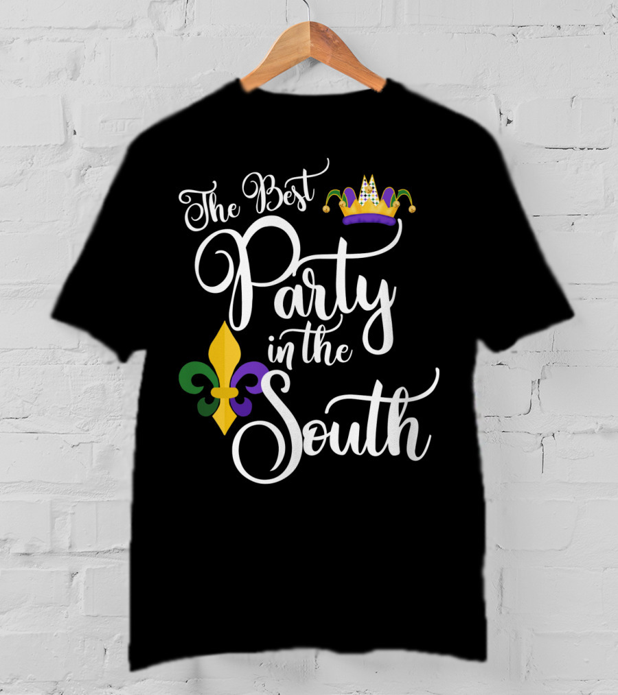 The Best Party In The South Mardi Gras Fleur-de-Lis Crown T-Shirt