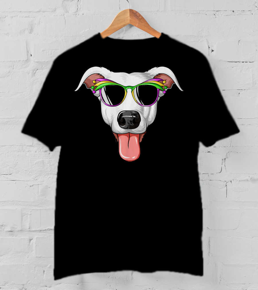 Greyhound Mardi Gras Carnival Mask Dog With Sunglasses T-Shirt