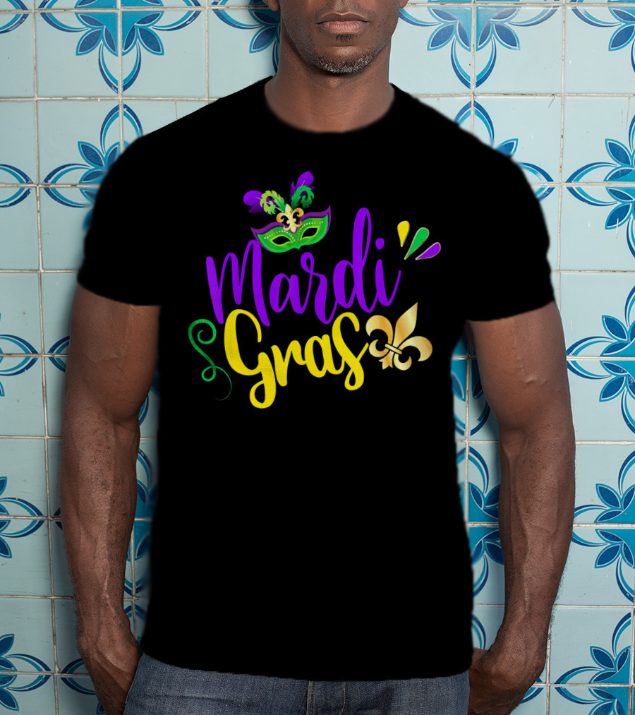 Mardi Gras Fleur-de-Lis Mask New Orleans Louisiana T-Shirt
