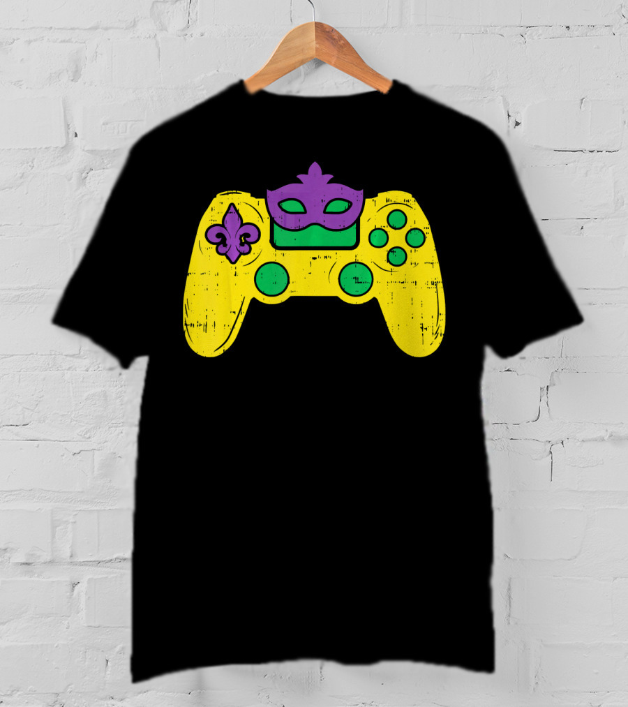 Mardi Gras Video Game Controller Gamer E Sports T-Shirt