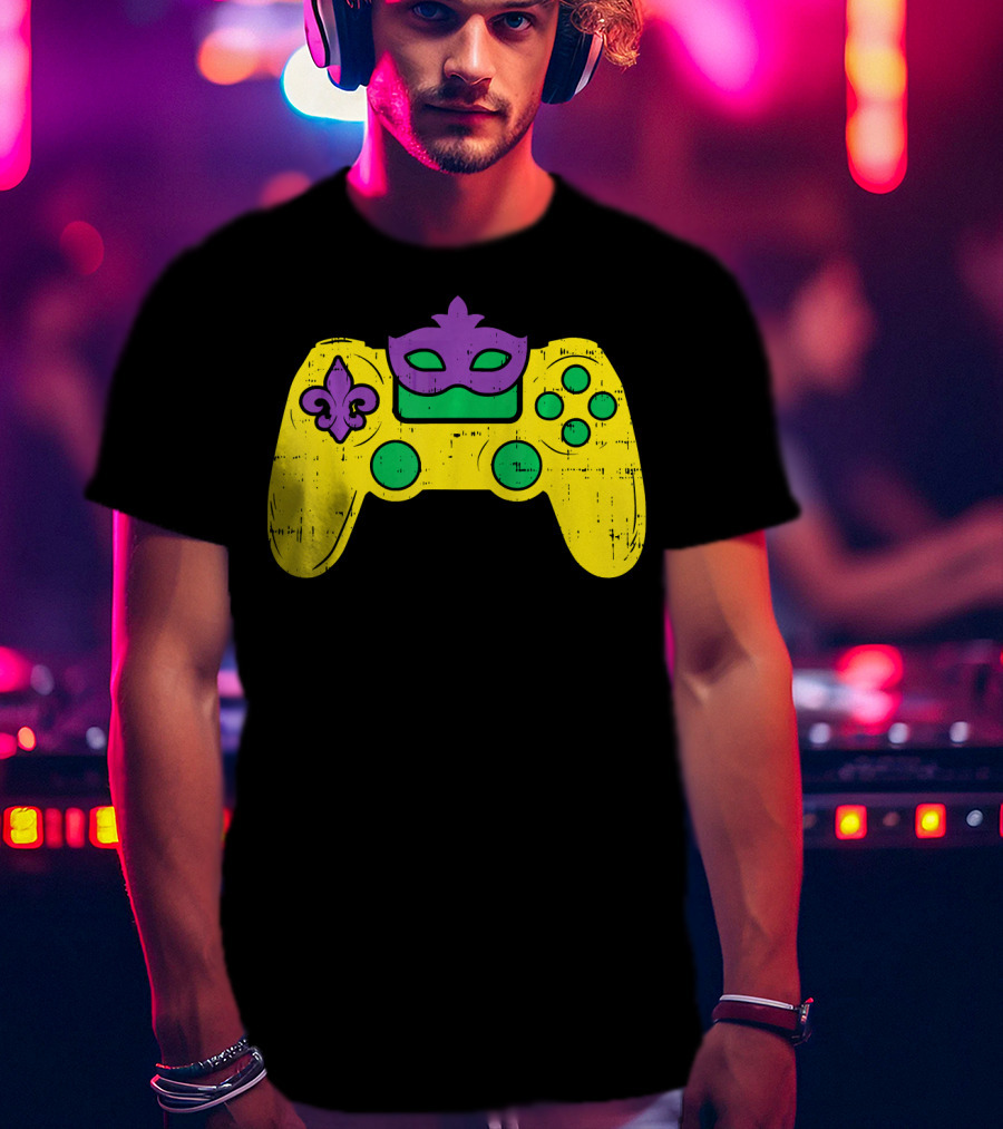 Mardi Gras Video Game Controller Gamer E Sports T-Shirt