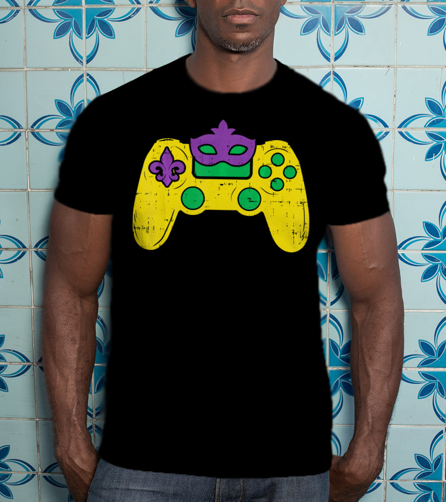 Mardi Gras Video Game Controller Gamer E Sports T-Shirt