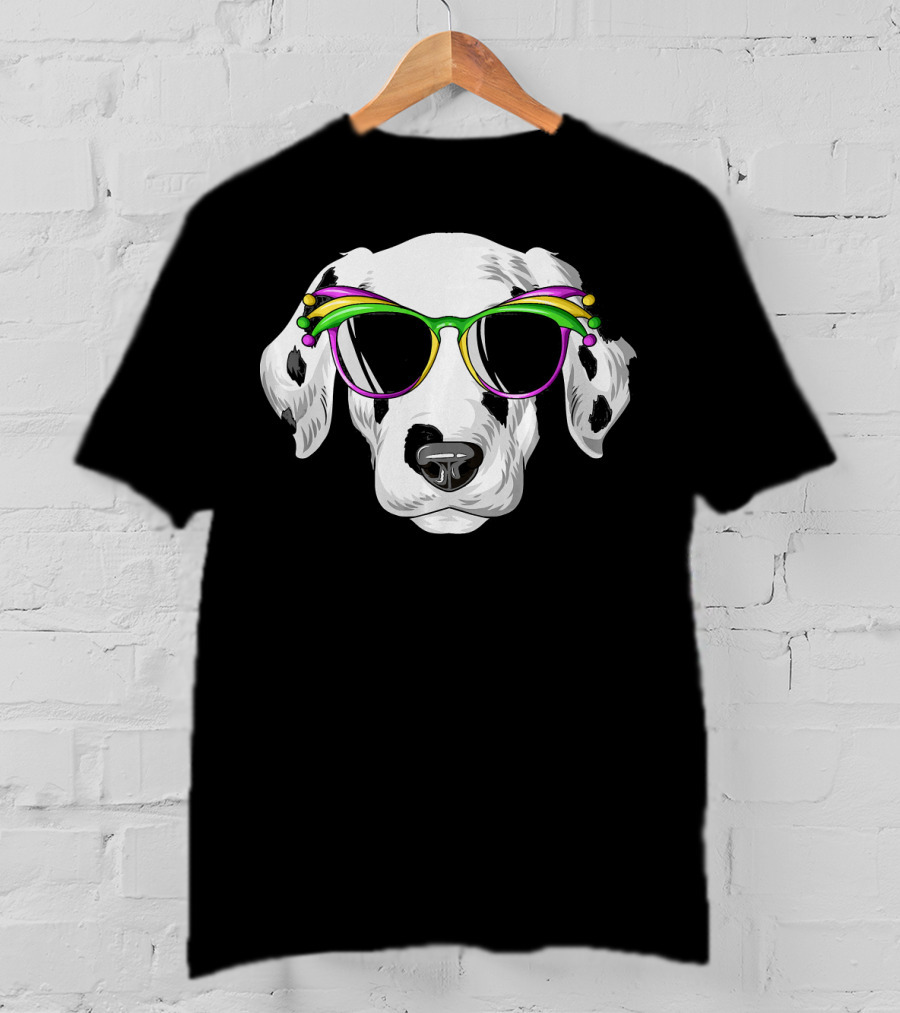 Dalmatian Mardi Gras Carnival Mask Dalma Glasses T-Shirt