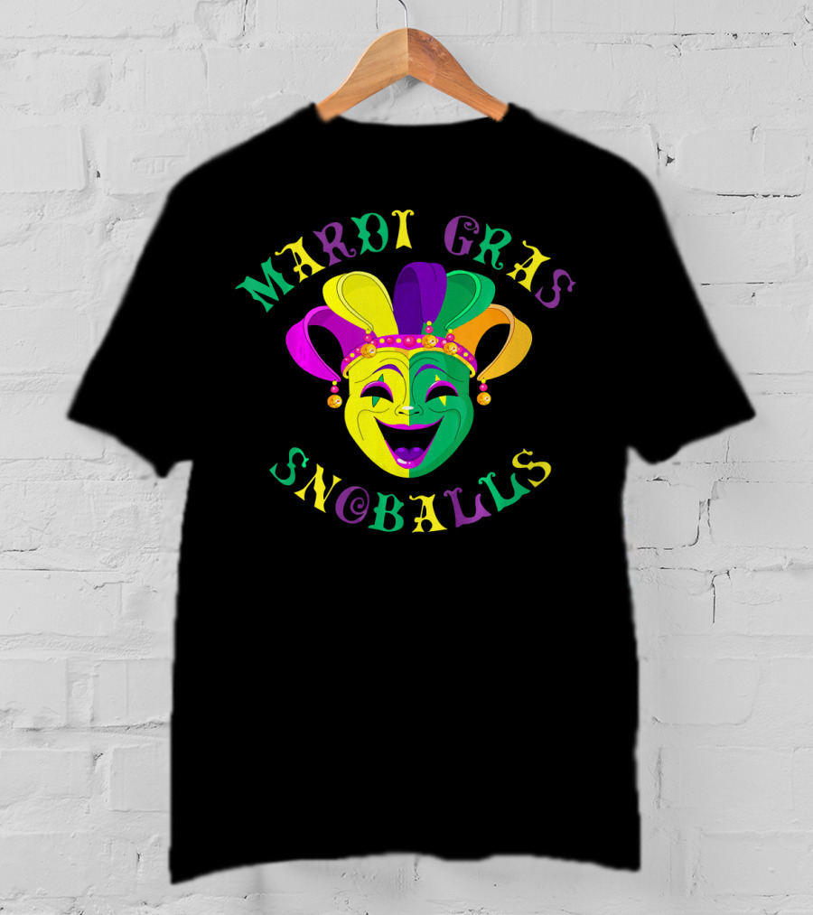 Mardi Gras Snoballs Jester Mask Party Vibes T-Shirt