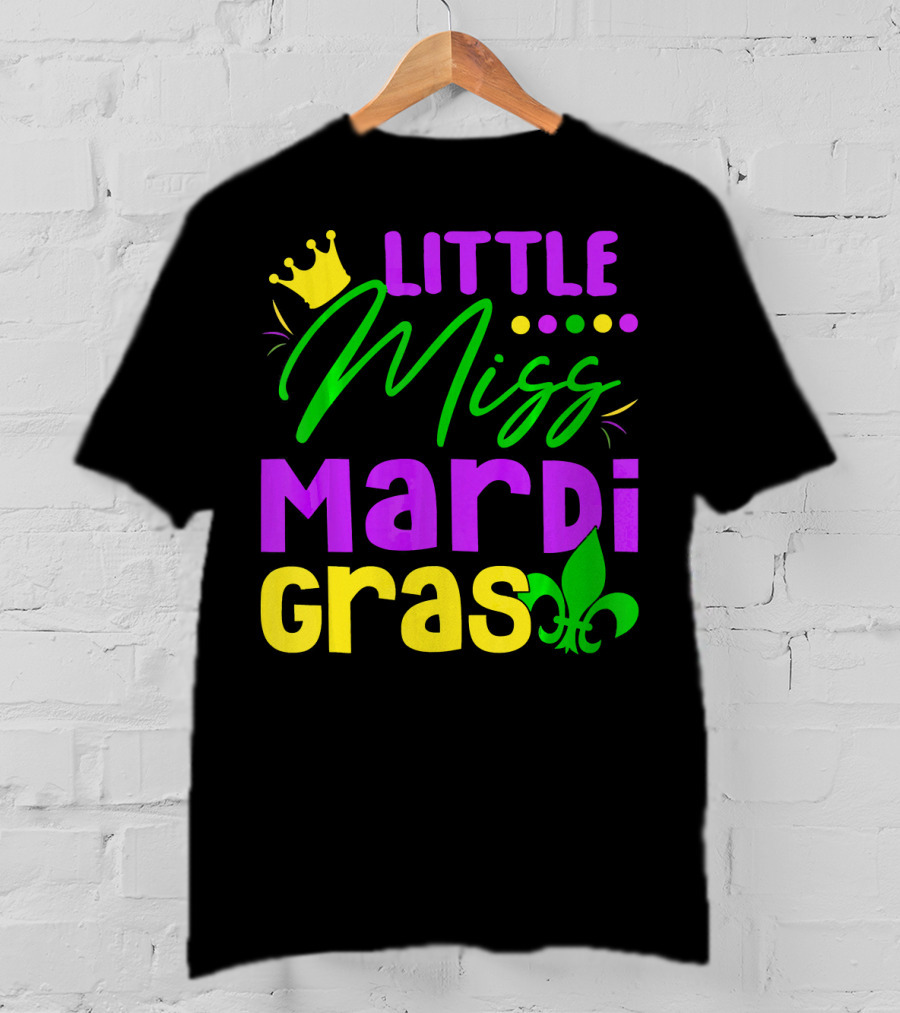 Little Miss Mardi Gras Fleur-de-Lis Crown Carnival T-Shirt