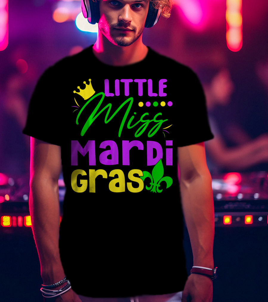 Little Miss Mardi Gras Fleur-de-Lis Crown Carnival T-Shirt