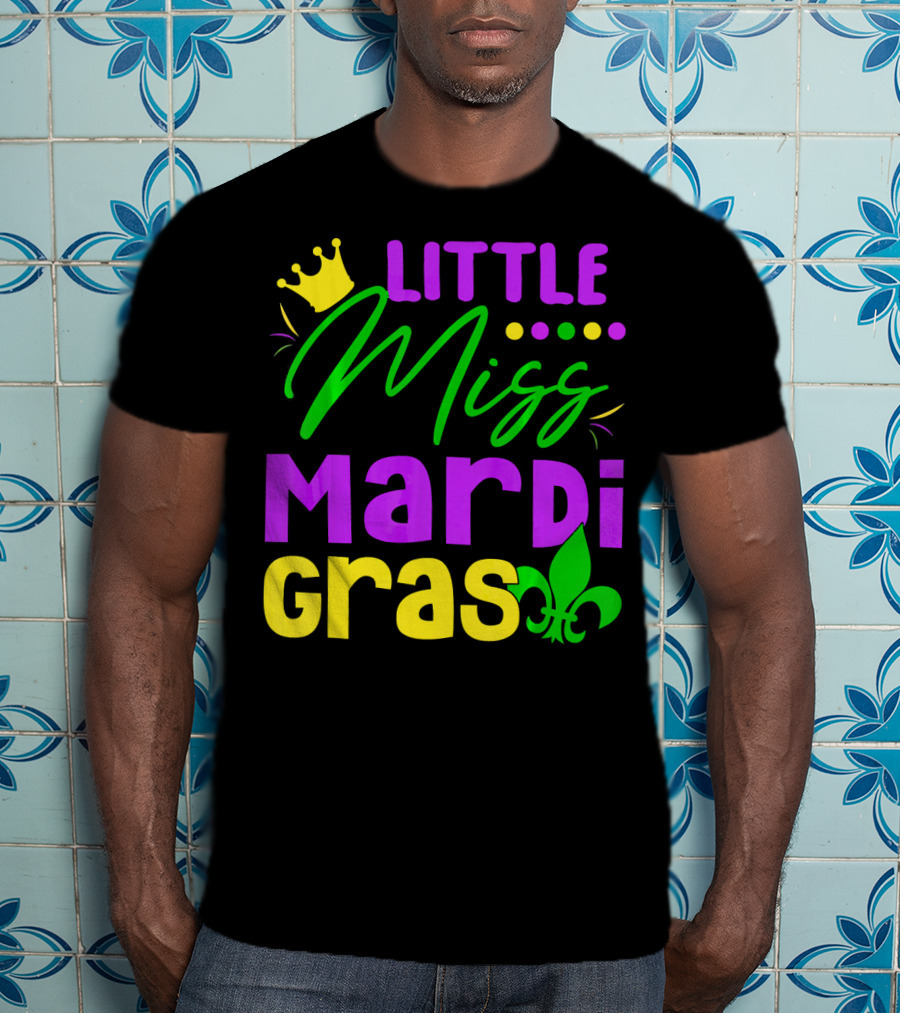 Little Miss Mardi Gras Fleur-de-Lis Crown Carnival T-Shirt