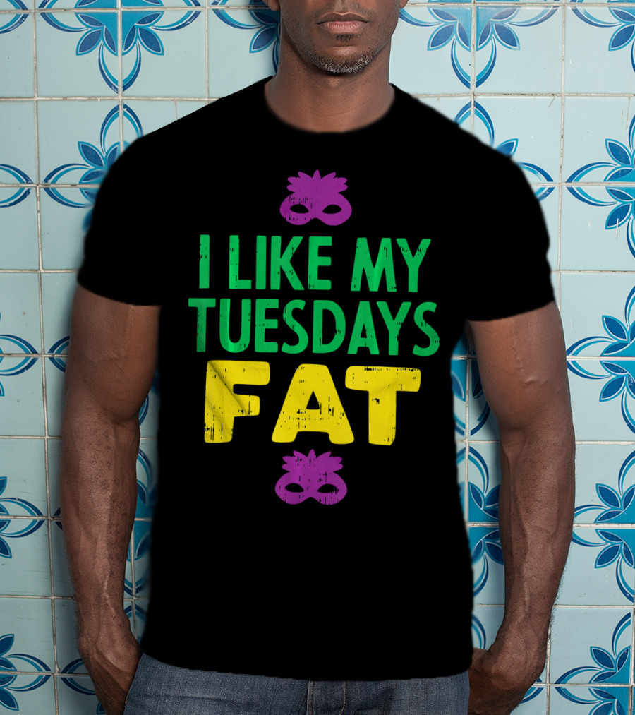 I Like My Tuesdays Fat Mardi Gras Jester Mask T-Shirt