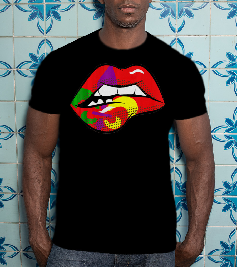 Mardi Gras Fleur De Lis Lips Party Pop T-Shirt