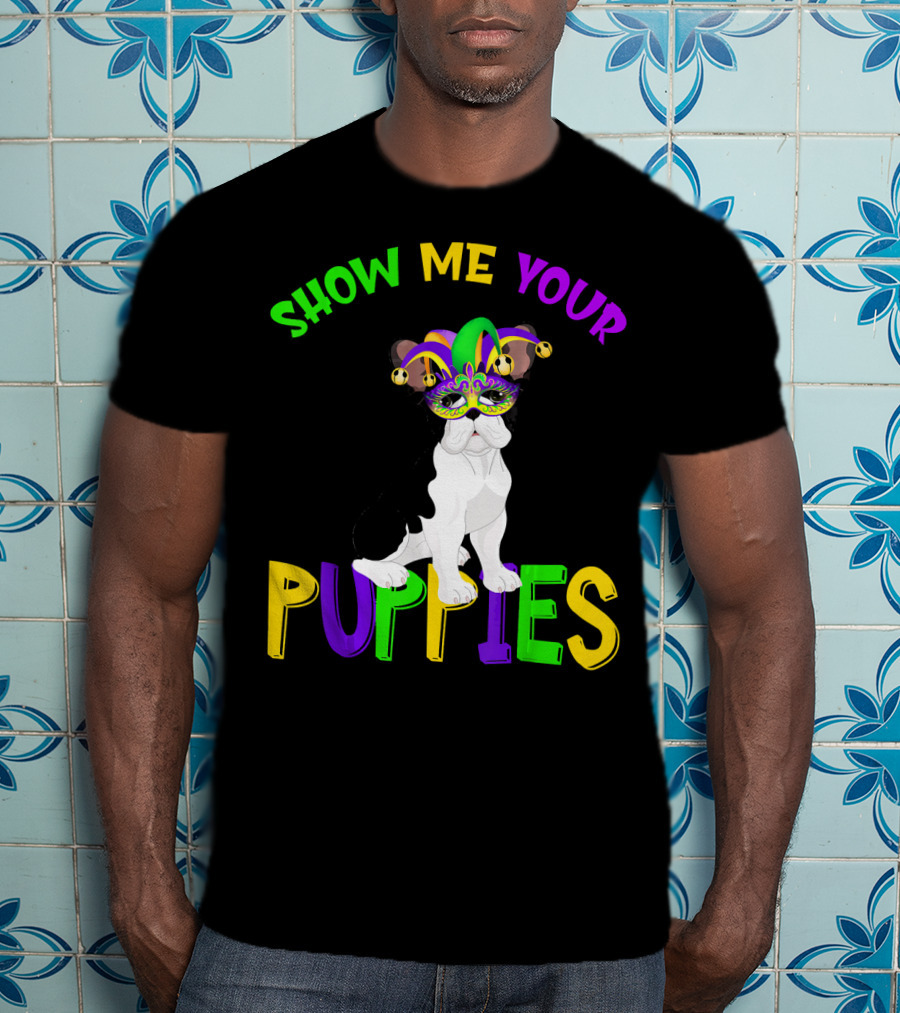 Show Me Your Puppies French Bulldogs Jester Hat T-Shirt