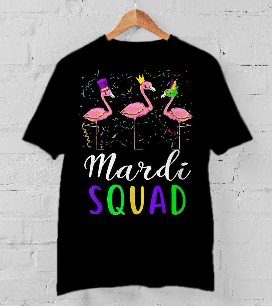 Mardi Gras Flamingo Squad Festival T-Shirt