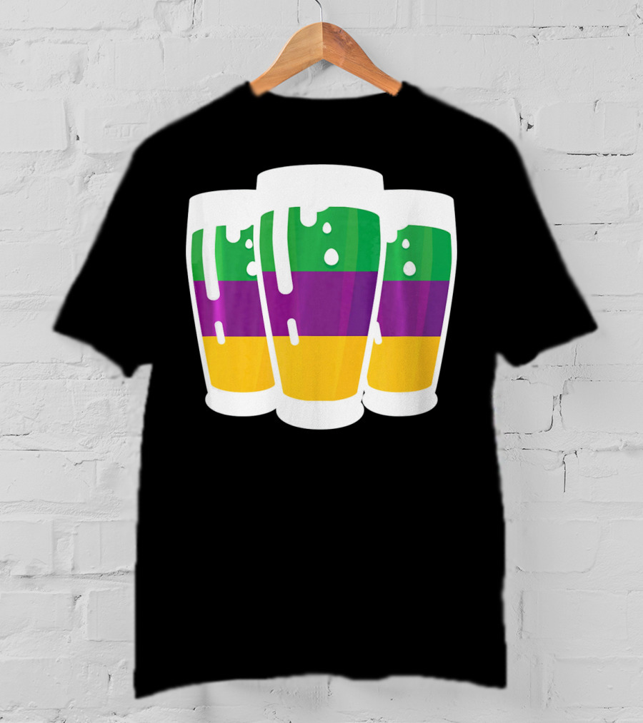 Mardi Gras Beer Funny Mardi Gras Party Carnival Colors T-Shirt