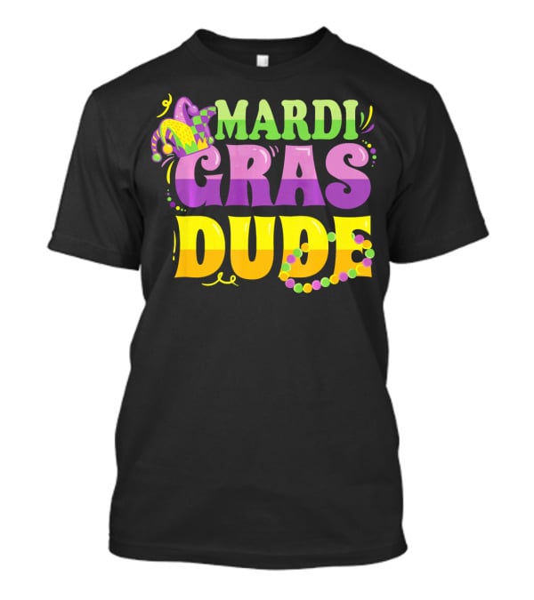Mardi Gras Dude New Orleans Beads And Jester Hat T-Shirt
