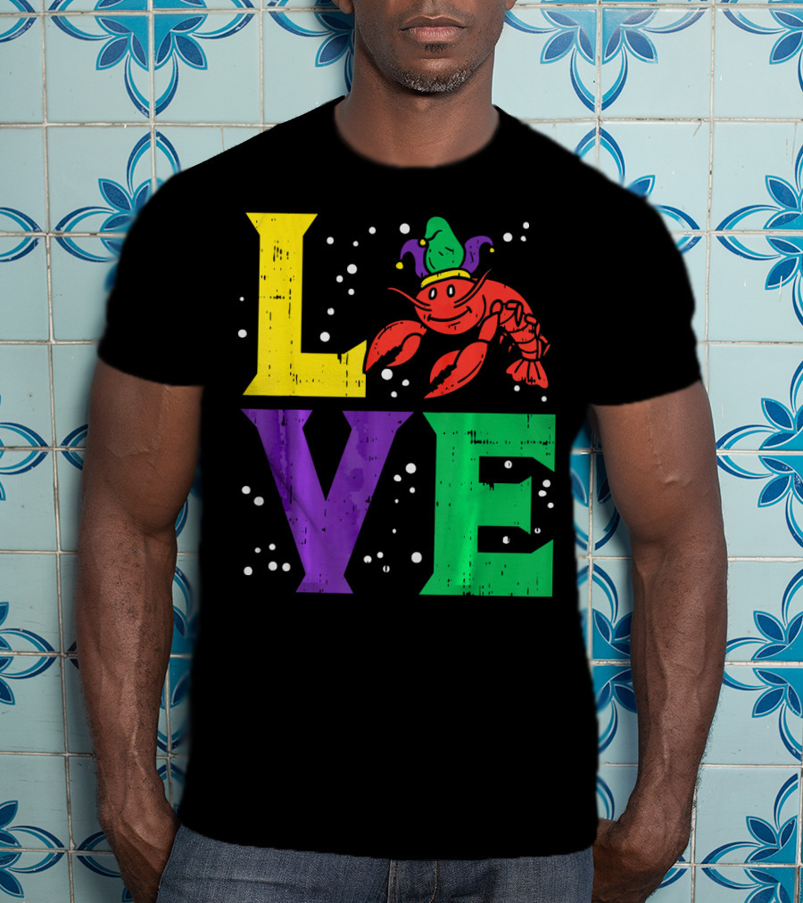 Love Crawfish Jester Hat Mardi Gras T-Shirt