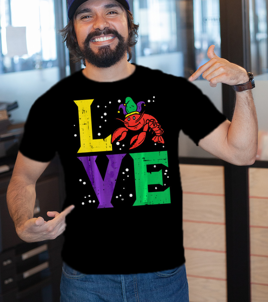 Love Crawfish Jester Hat Mardi Gras T-Shirt