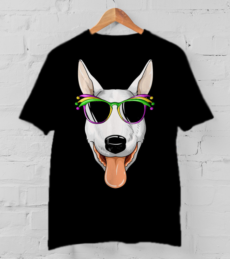 Bull Terrier Mardi Gras Carnival Sunglasses Mask T-Shirt