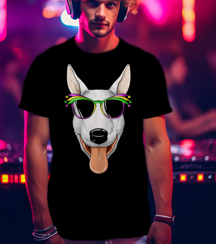 Bull Terrier Mardi Gras Carnival Sunglasses Mask T-Shirt