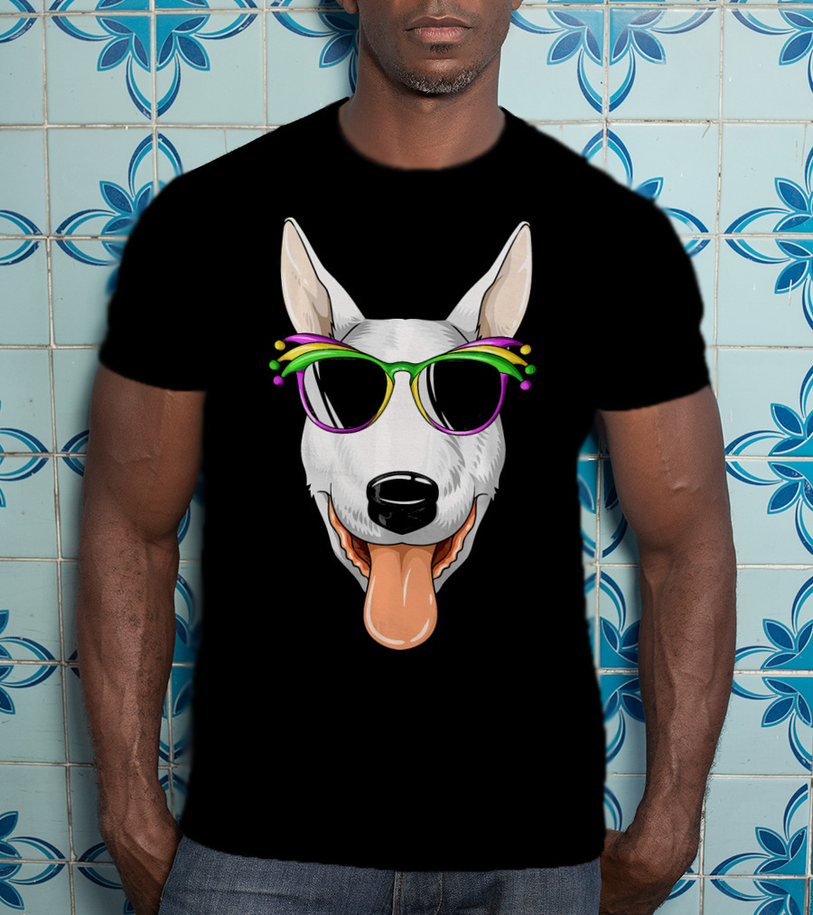 Bull Terrier Mardi Gras Carnival Sunglasses Mask T-Shirt
