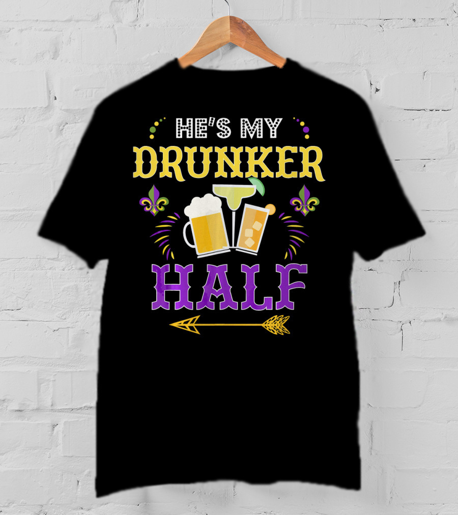He's My Drunker Half Beer Cocktails Fleur-de-Lis Arrow T-Shirt