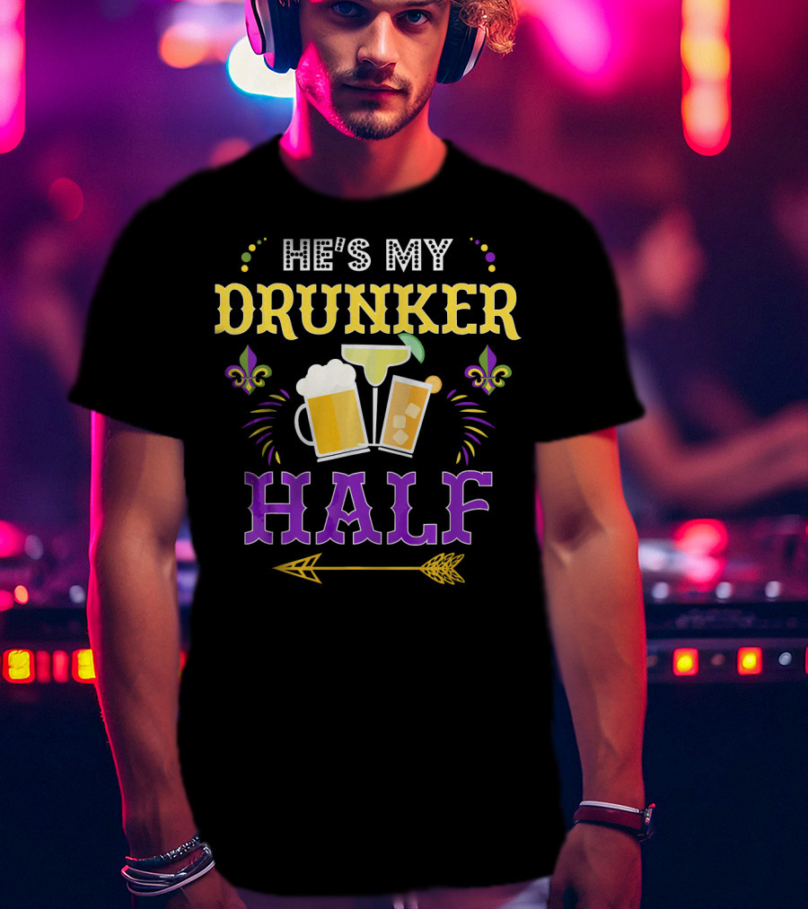 He's My Drunker Half Beer Cocktails Fleur-de-Lis Arrow T-Shirt