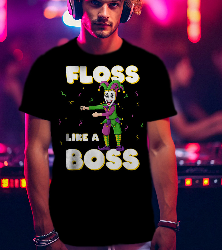 Floss Like A Boss Mardi Gras Joker Floss Jester Festive Dance T-Shirt