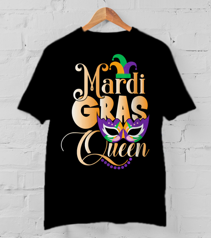 Mardi Gras Queen New Orleans Mask Beads Festival T-Shirt