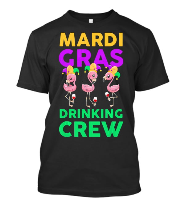 Mardi Gras Drinking Crew Flamingo Jester Party Fun T-Shirt