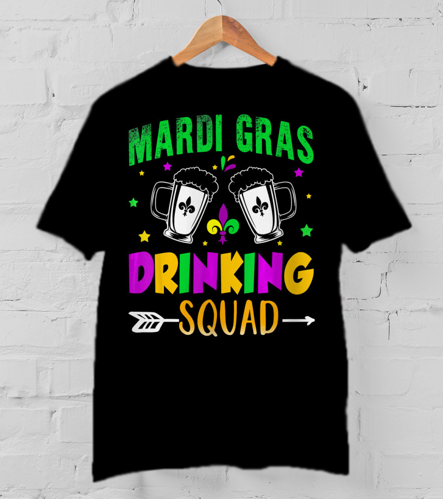 Mardi Gras Drinking Squad Beer Mug Fleur De Lis Party T-Shirt
