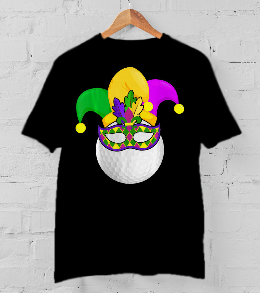 Golf Ball Mardi Gras Jester Hat Carnival Mask T-Shirt