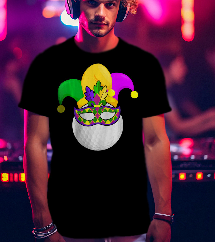 Golf Ball Mardi Gras Jester Hat Carnival Mask T-Shirt
