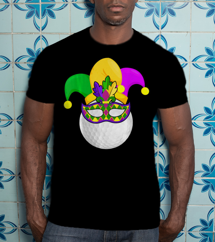 Golf Ball Mardi Gras Jester Hat Carnival Mask T-Shirt